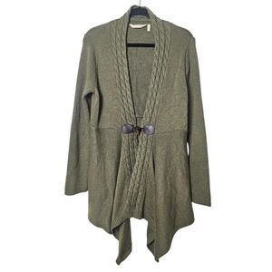 Soft Surroundings L Cardigan Sweater Wool Toggle Clasp Asymmetric Lagenlook Boho